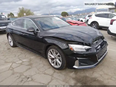 2021 Audi A5 Sportback Premium 40 Tfsi Quattro S Tronic VIN WAUABCF56MA025940 фото 2