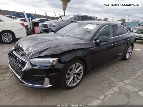 2021 Audi A5 Sportback Premium 40 Tfsi Quattro S Tronic VIN WAUABCF56MA025940 фото 3