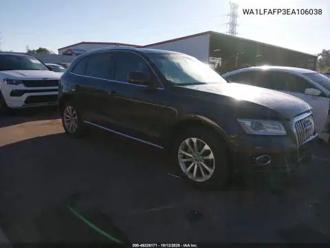WA1LFAFP3EA106038 — 2014 Audi Q5, წინა ნაწილი, ფოტოები შეკეთებამდე