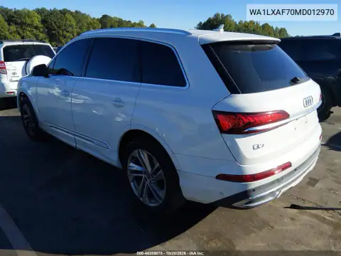 WA1LXAF70MD012970 — 2021 Audi Q7, photo 4 from IAAI, Front end