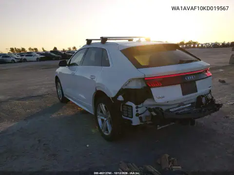 WA1AVAF10KD019567 — 2019 Audi Q8, photo 4 from IAAI, Rear end