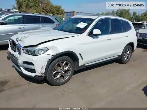 5UXTY3C0XM9H24686 — 2021 BMW X3, Parte delantera, fotos antes de reparar