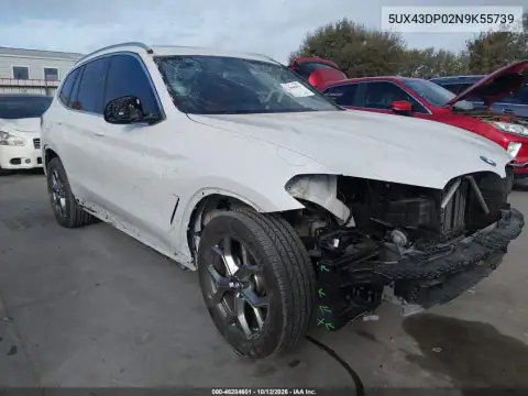 5UX43DP02N9K55739 — 2022 BMW X3, მარჯვენა მხარე, ფოტოები შეკეთებამდე