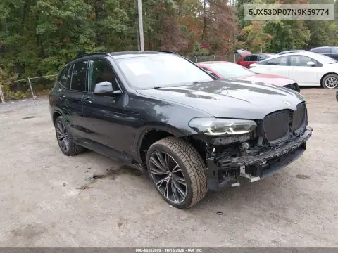 5UX53DP07N9K59774 — 2022 BMW X3, წინა ნაწილი, ფოტოები შეკეთებამდე