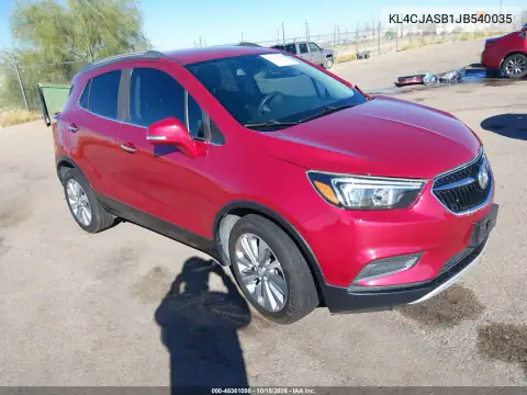 KL4CJASB1JB540035 — 2018 Buick Encore, წინა მარცხენა ნაწილი, ფოტოები შეკეთებამდე