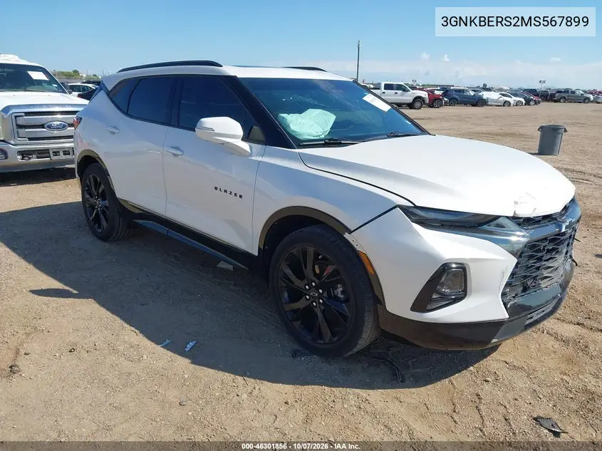 2021 Chevrolet Blazer Fwd Rs VIN 3GNKBERS2MS567899 фото 2