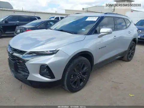 3GNKBERS5MS502030 — 2021 Chevrolet Blazer, фото 3 с аукциона IAAI, передняя часть справа