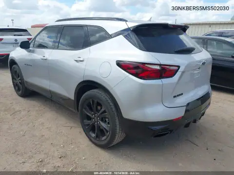 3GNKBERS5MS502030 — 2021 Chevrolet Blazer, фото 4 с аукциона IAAI, передняя часть справа