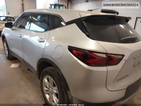 3GNKBHRS3MS585524 — 2021 Chevrolet Blazer, zdjęcie 3 z IAAI, Przód