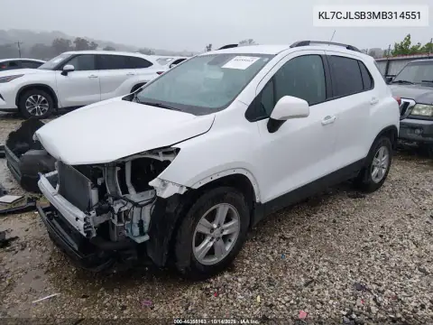 KL7CJLSB3MB314551 — 2021 Chevrolet TRAX, photo 3 from IAAI, Front end