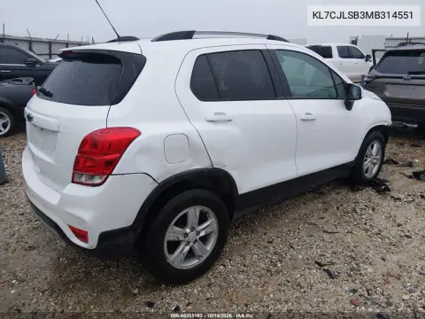 KL7CJLSB3MB314551 — 2021 Chevrolet TRAX, photo 5 from IAAI, Front end