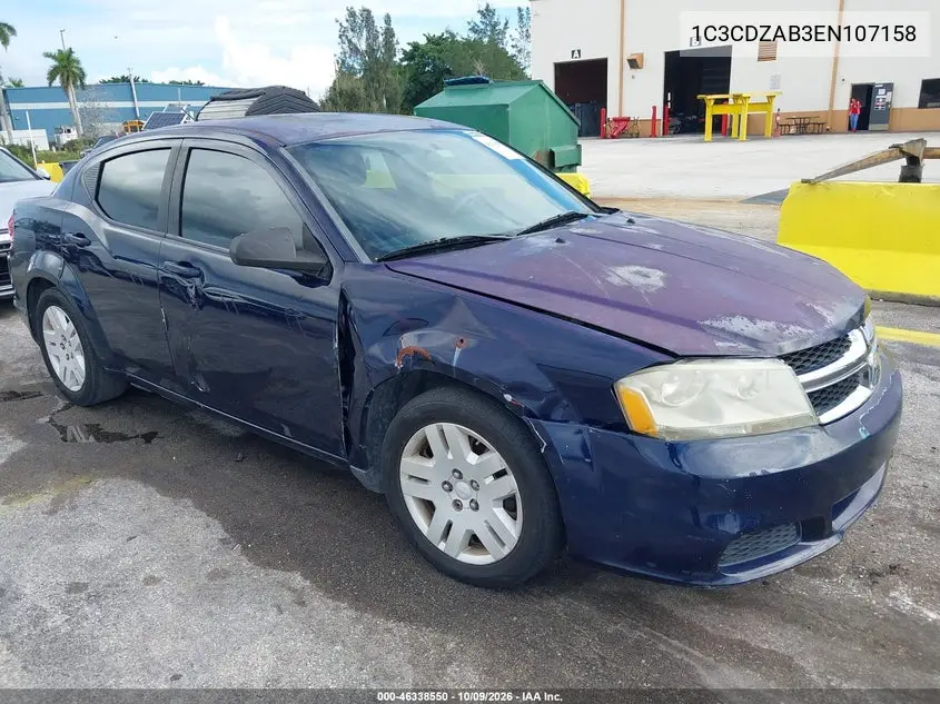 2014 Dodge Avenger Se VIN 1C3CDZAB3EN107158 фото 2