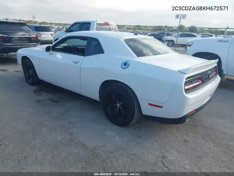 2C3CDZAG8KH672571 — 2019 Dodge Challenger, zdjęcie 4 z IAAI, Przód