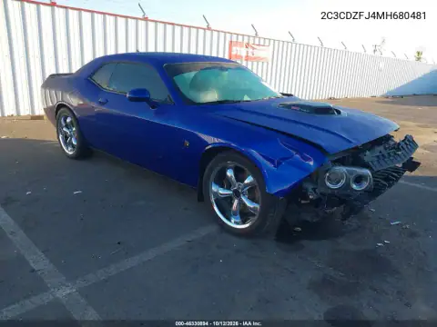 2C3CDZFJ4MH680481 — 2021 Dodge Challenger, Передня частина, фото до ремонту