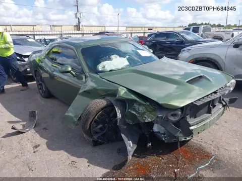 2C3CDZBT0PH684345 Dodge Challenger 2023 — повреждение Передняя часть, фото до ремонта
