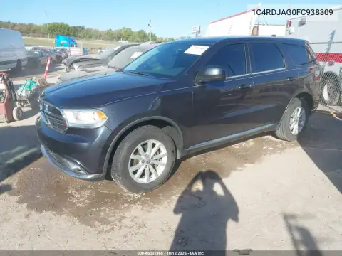 1C4RDJAG0FC938309 — 2015 Dodge Durango, photo 2 from IAAI, Rear end