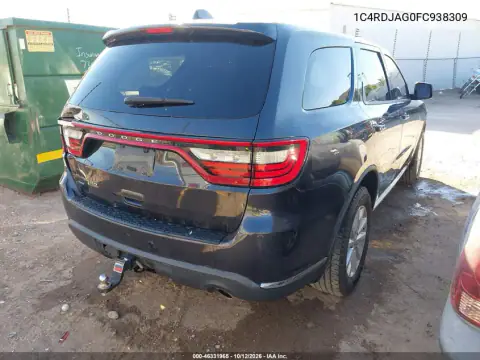 1C4RDJAG0FC938309 — 2015 Dodge Durango, photo 4 from IAAI, Rear end