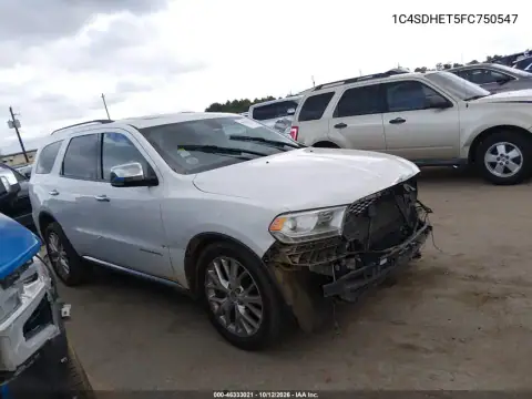 1C4SDHET5FC750547 — 2015 Dodge Durango, Przód, zdjęć przed naprawą