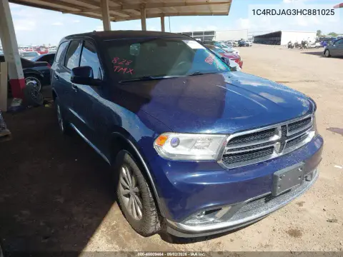 1C4RDJAG3HC881025 — 2017 Dodge Durango, Normalne zużycie, zdjęć przed naprawą