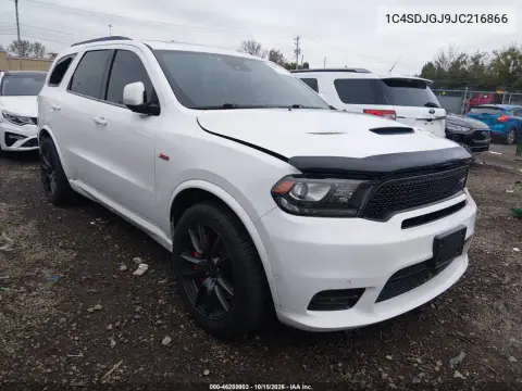 1C4SDJGJ9JC216866 — 2018 Dodge Durango, Викрадення, фото до ремонту