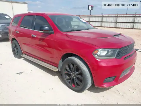 1C4RDHDG7KC717403 — 2019 Dodge Durango, изъят кредитором, фото до ремонта