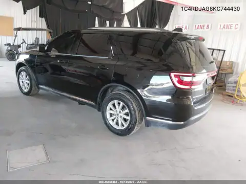 1C4RDJAG8KC744430 — 2019 Dodge Durango, photo 4 from IAAI 28.10.2026, Normal wear