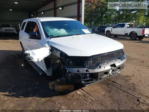 1C4RDJAG2MC863111 — 2021 Dodge Durango, Front and rear, before-repair photos