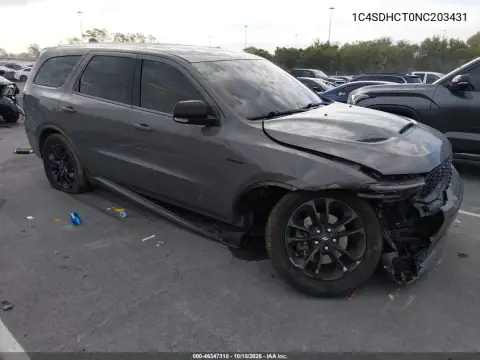 1C4SDHCT0NC203431 — 2022 Dodge Durango, წინა ნაწილი, ფოტოები შეკეთებამდე