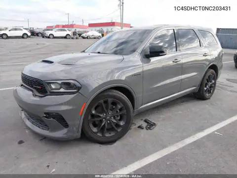 1C4SDHCT0NC203431 — 2022 Dodge Durango, photo 2 from IAAI, Front end