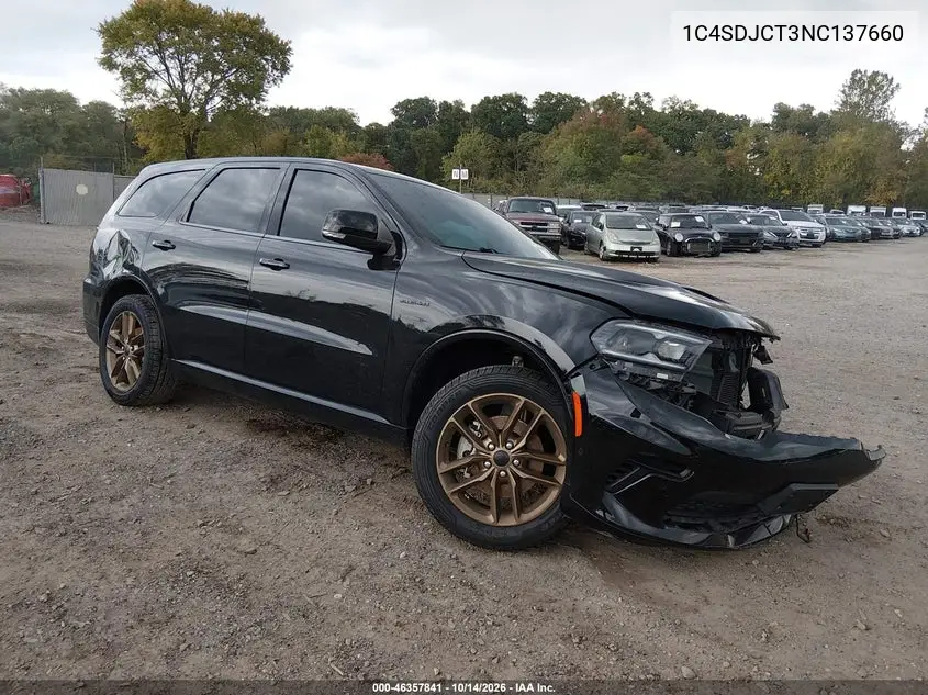 1C4SDJCT3NC137660 — 2022 Dodge Durango, photo 2 from IAAI, Front end