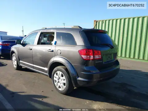3C4PDCAB6HT670252 — 2017 Dodge Journey, photo 3 from IAAI 28.10.2026, Normal wear