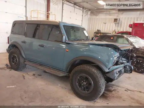 1FMEE5DP8NLB64805 — 2022 Ford Bronco, წინა ნაწილი, ფოტოები შეკეთებამდე