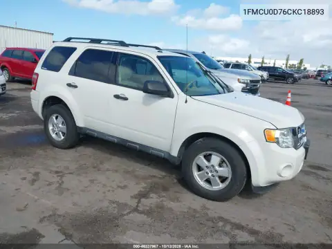 1FMCU0D76CKC18893 — 2012 Ford Escape, Lewy przód, zdjęć przed naprawą