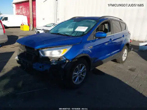 1FMCU9GD7JUD51685 — 2018 Ford Escape, foto 3 de IAAI, Parte delantera