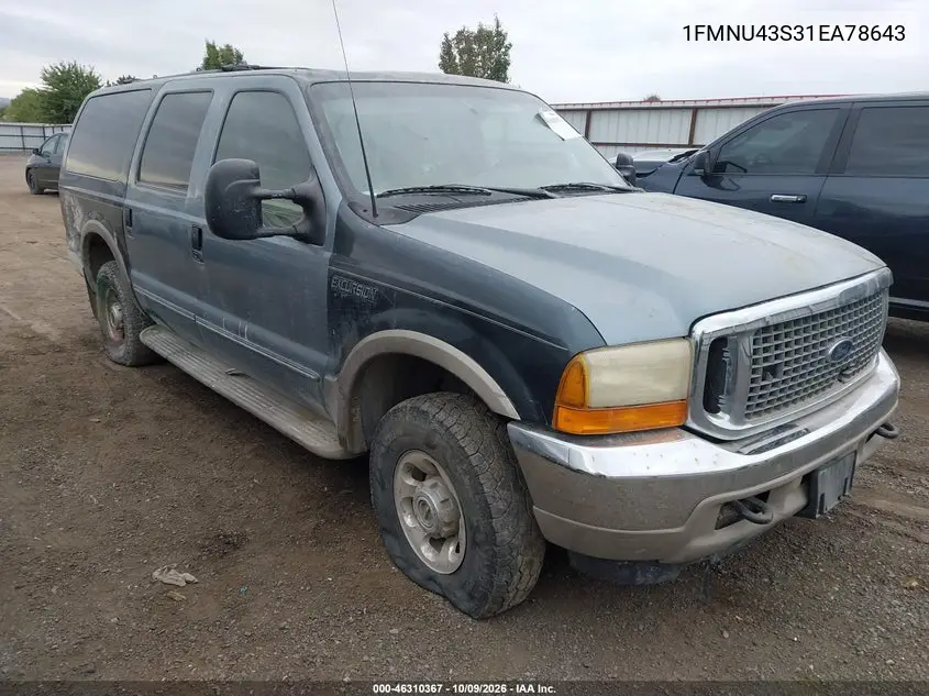 2001 Ford Excursion Limited VIN 1FMNU43S31EA78643 фото 1