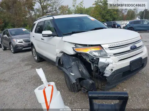 1FM5K8F83DGC48635 — 2013 Ford Explorer, Delantera derecha, fotos antes de reparar