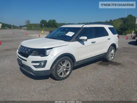 1FM5K7F81GGA05968 — 2016 Ford Explorer, фото 3 с аукциона IAAI, Передняя часть