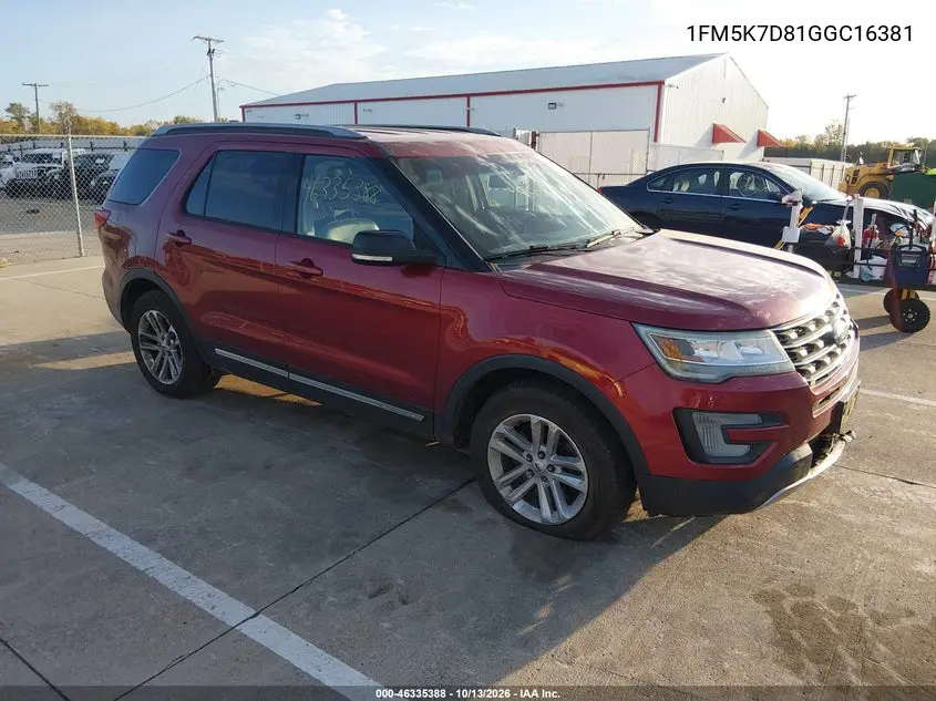 2016 Ford Explorer Xlt VIN 1FM5K7D81GGC16381 фото 2