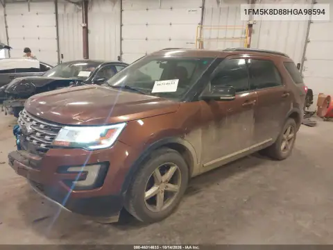 1FM5K8D88HGA98594 — 2017 Ford Explorer, фото 3 з IAAI, Передня частина
