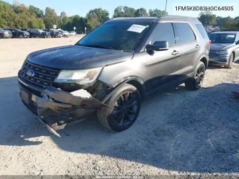 1FM5K8D83HGC64505 — 2017 Ford Explorer, Передня частина зліва, фото до ремонту