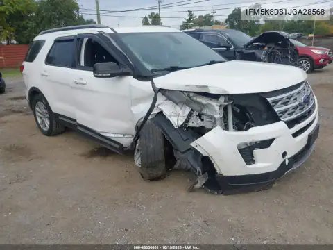 1FM5K8D81JGA28568 — 2018 Ford Explorer, წინა მარჯვენა ნაწილი, ფოტოები შეკეთებამდე