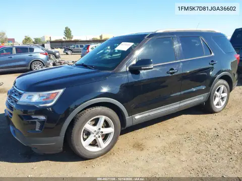 1FM5K7D81JGA36602 — 2018 Ford Explorer, photo 2 from IAAI, Normal wear
