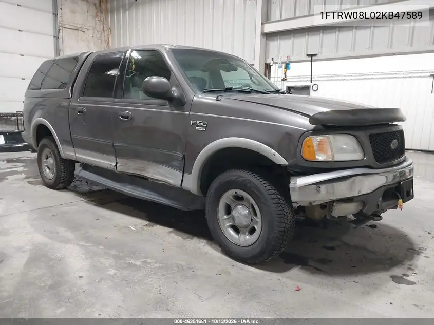 1FTRW08L02KB47589 Ford F-150 2002 — Theft damage, before-repair photo