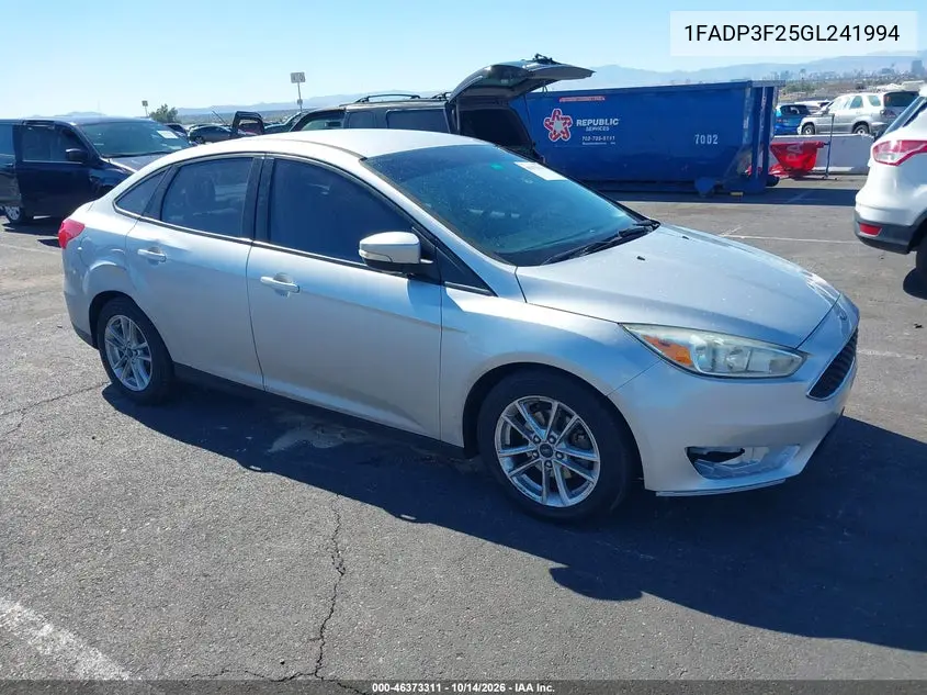 1FADP3F25GL241994 — 2016 Ford Focus, фото 2 с аукциона IAAI, Естественный износ