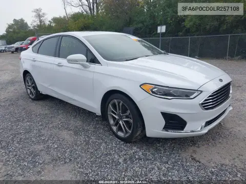 2020 Ford Fusion Sel VIN 3FA6P0CD0LR257108 фото 1