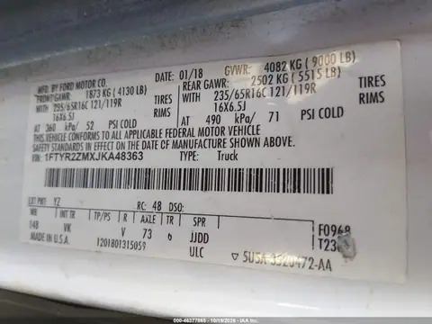 1FTYR2ZMXJKA48363 — 2018 Ford Transit, фото 5 з IAAI, Правий бік