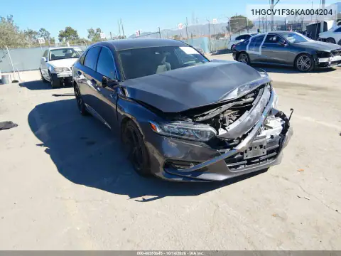 1HGCV1F36KA004204 — 2019 Honda Accord, Przód, zdjęć przed naprawą