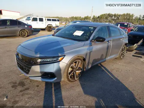 1HGCV1F3XMA071228 — 2021 Honda Accord, ფოტო 2, IAAI, უკანა ნაწილი
