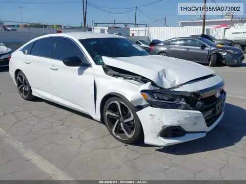 1HGCV1F35MA073002 — 2021 Honda Accord, фото 2 с аукциона IAAI, Передняя часть