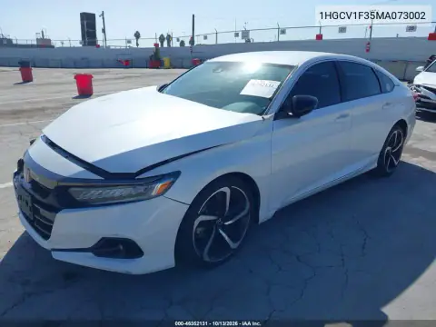 1HGCV1F35MA073002 — 2021 Honda Accord, фото 3 с аукциона IAAI, Передняя часть
